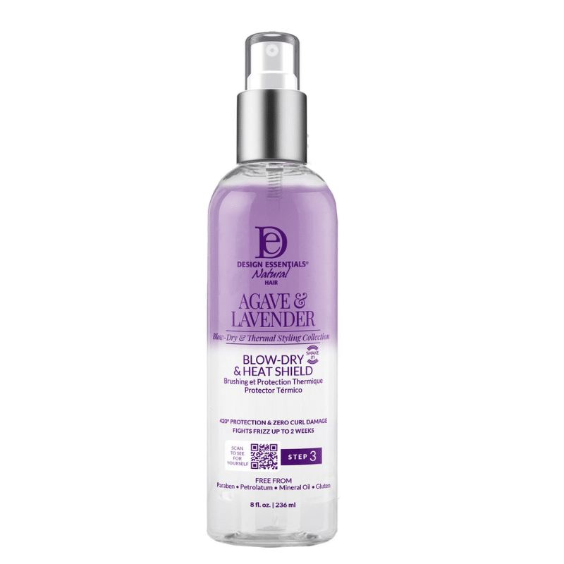Spray protectie termica Design Essentials Agave & Lavender Blow-Dry & Heat Shield 236ml