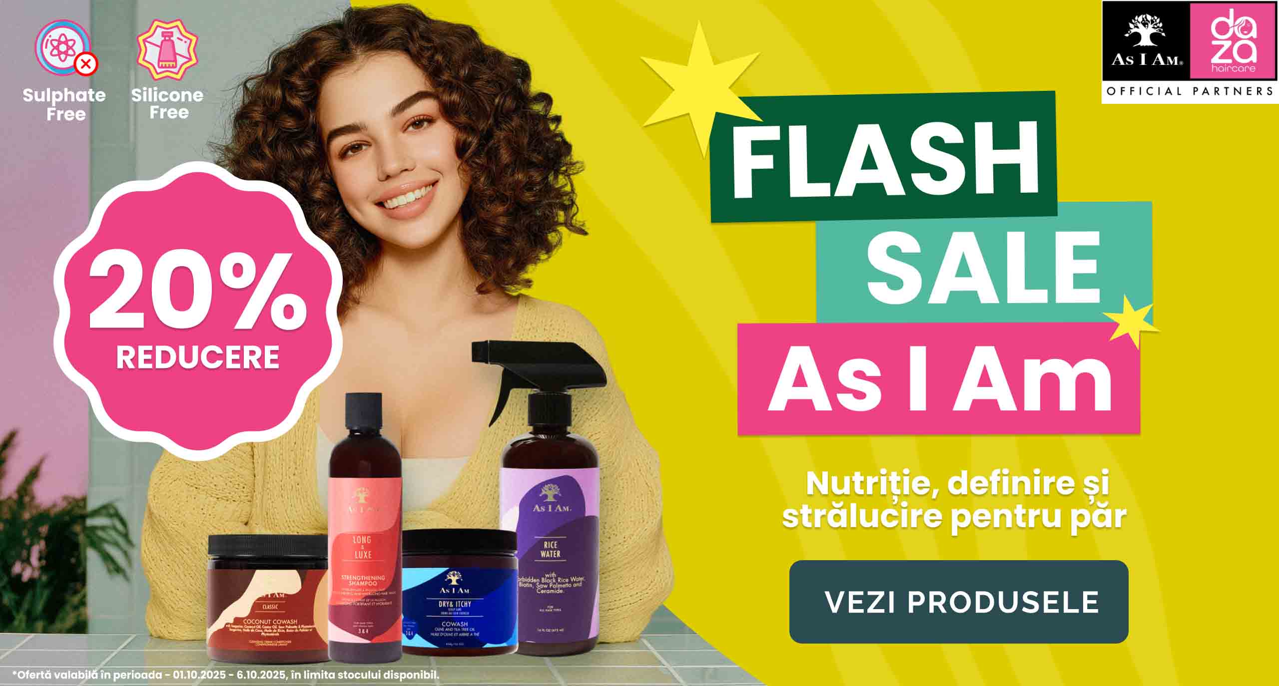 Banner promotii flash sale As I am la dazahaircare