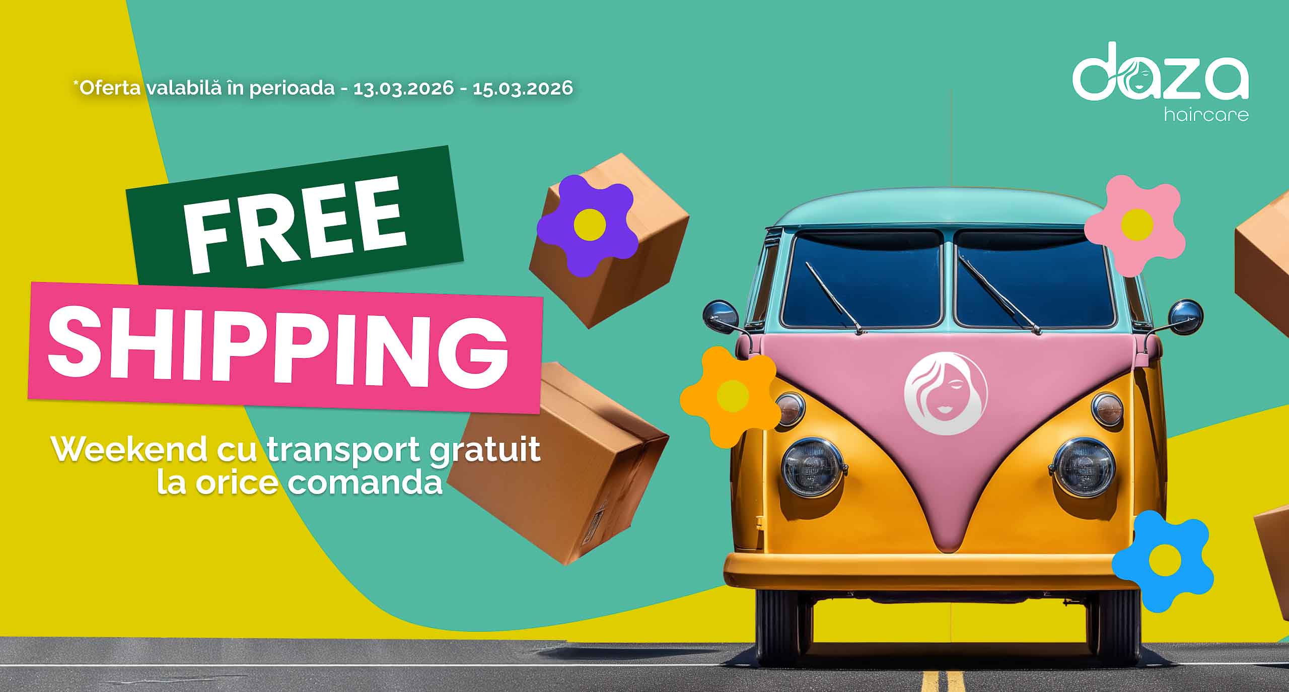 Banner campanie spring hair repair. profita de reduceri de pana la 15% la dazahaircare
