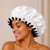Boneta din satin reversibila DAZA Haircare Double Face White - Black