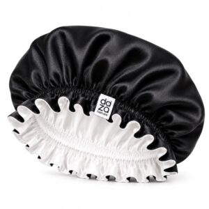 AE2C3F11-9A30-4FC2-81BB-ECA679AA8FCB_1_105_c Boneta din satin reversibila DAZA Haircare Double Face Black & White