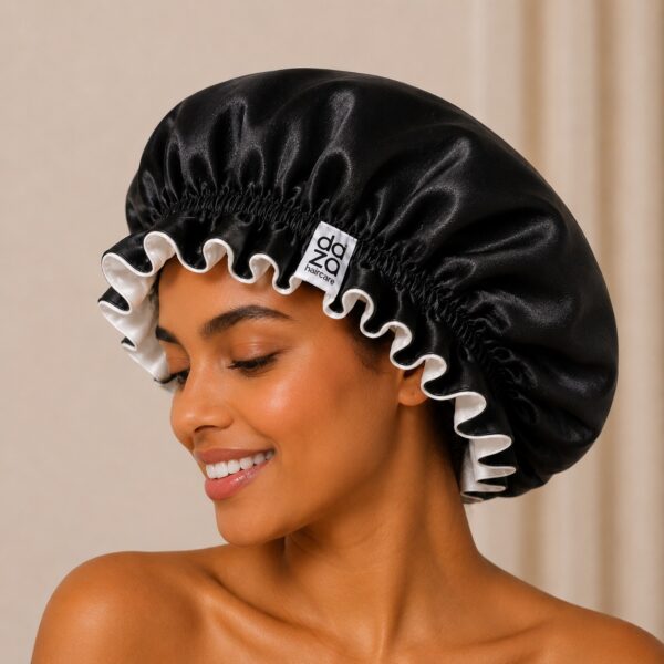B420ADA4-CDC8-44F3-9A7C-CAF78330EBAA_1_102_o Boneta din satin reversibila DAZA Haircare Double Face Black & White