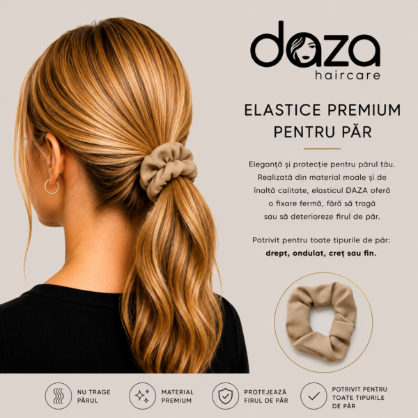 BEIGE Elastic de par din satin DAZA Haircare Beige