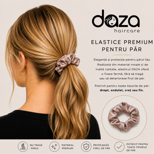 BEIGE PINK Elastic de par din satin DAZA Haircare Beige Pink Chameleon