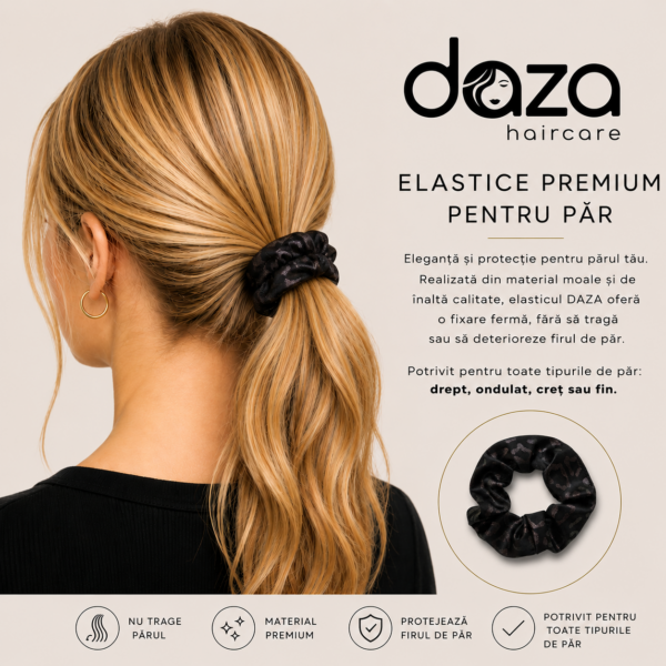 Elastic de par din satin DAZA Haircare Black Chameleon