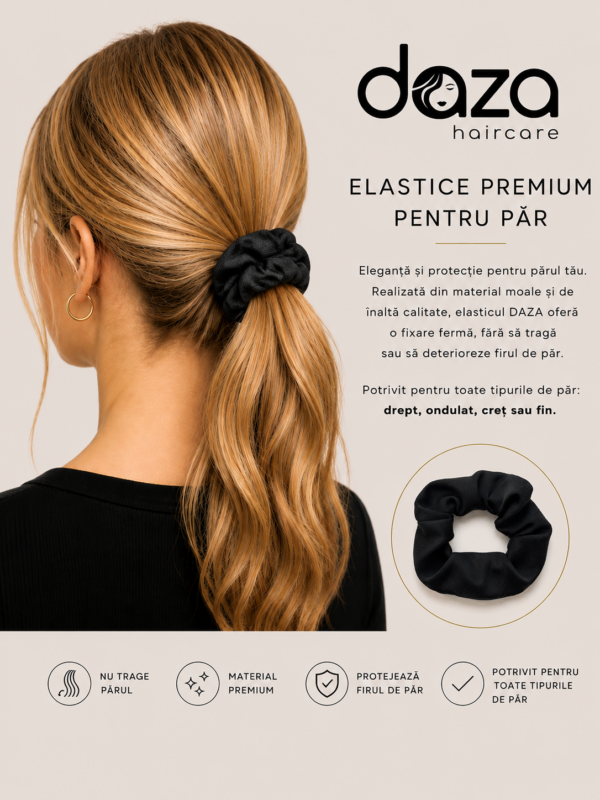 BLACK copy Elastic de par din satin DAZA Haircare Black