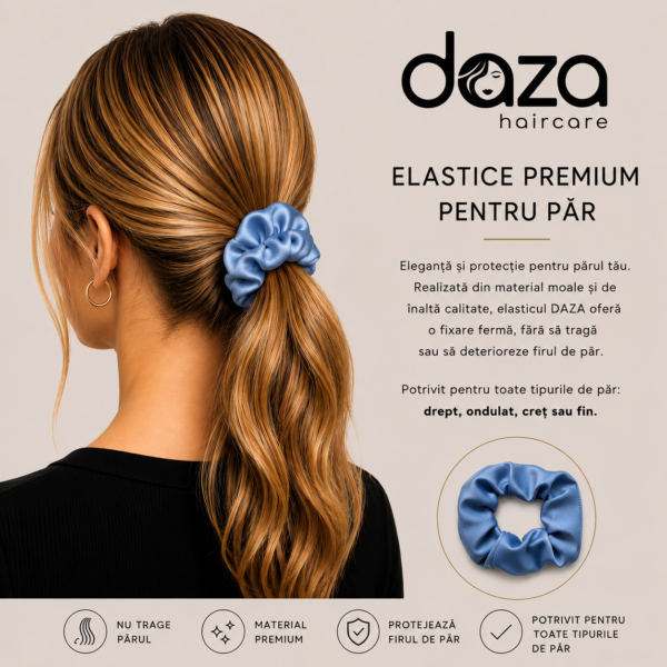 BLUE 2 Elastic de par din satin DAZA Haircare Light Blue