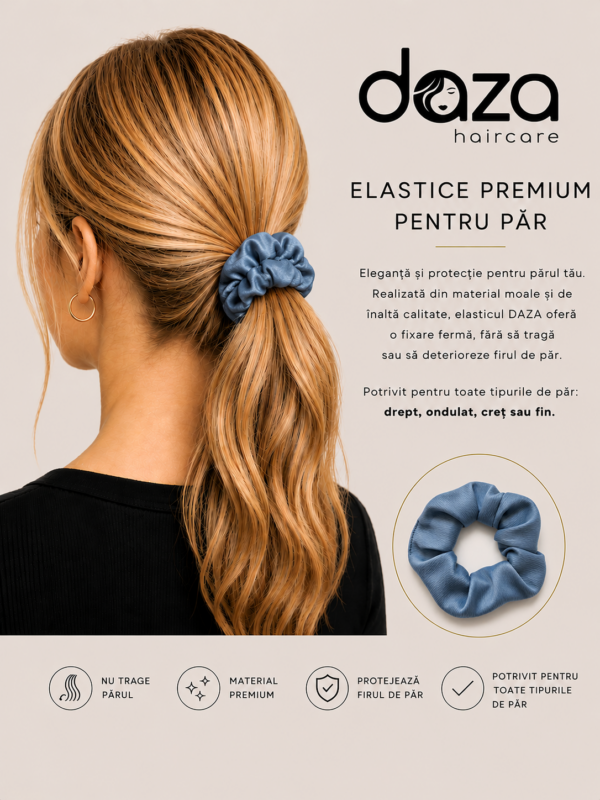 BLUE Elastic de par din satin DAZA Haircare Blue