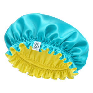 Boneta din satin reversibila DAZA Haircare Double Face Turquoise & Yellow