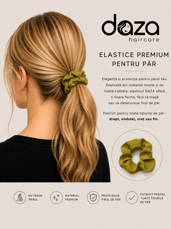Elastic de par din satin DAZA Haircare Chartreuse