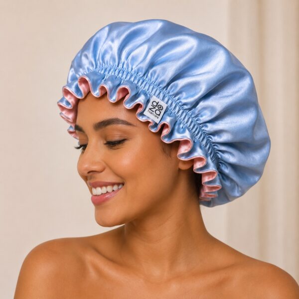 Boneta din satin reversibila DAZA Haircare Double Face Baby Blue & Pink