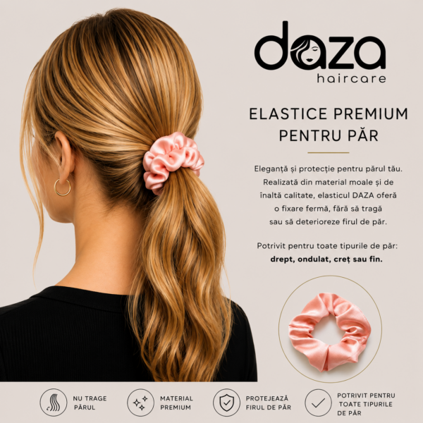 PEACHY PINK Elastic de par din satin DAZA Haircare Peachy Pink