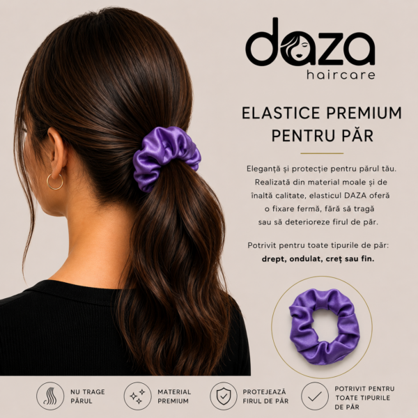 PURPLE Elastic de par din satin DAZA Haircare Purple