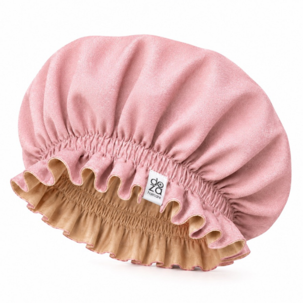 Pink - Beige Boneta din satin reversibila DAZA Haircare Double Face Dusty Pink - Beige