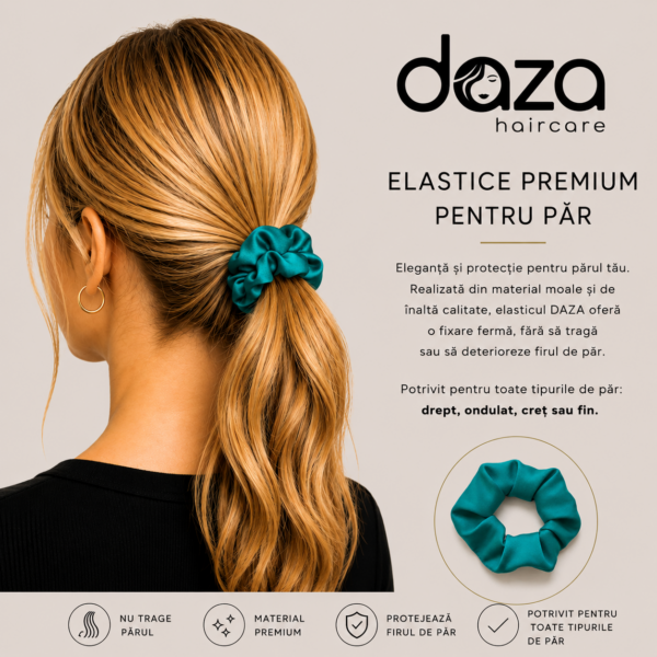 TURQUOASE Elastic de par din satin DAZA Haircare Turquoise