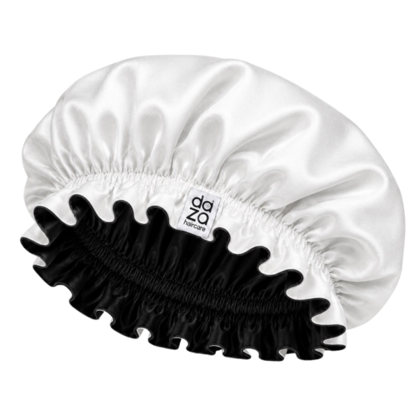 Boneta din satin reversibila DAZA Haircare Double Face White - Black