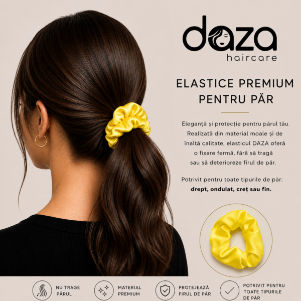 Elastic de par din satin DAZA Haircare Yellow Lemon
