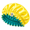 Yellow-Turqouse_1 Boneta din satin reversibila DAZA Haircare Double Face Lemon Yellow - Turquoise