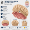 Boneta din satin reversibila DAZA Haircare Double Face Beige & Dusty Pink