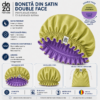 chartreuse-purple Boneta din satin reversibila DAZA Haircare Double Face Chartreuse & Purple