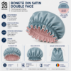 Boneta din satin reversibila DAZA Haircare Double Face Dusty Pink & Pale Blue