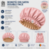 dust pink -beige Boneta din satin reversibila DAZA Haircare Double Face Dusty Pink - Beige