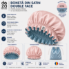 Boneta din satin reversibila DAZA Haircare Double Face Peach – Pale Blue