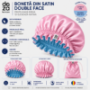 pink - baby blue Boneta din satin reversibila DAZA Haircare Double Face Pink - Baby Blue