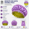 Boneta din satin reversibila DAZA Haircare Double Face Purple - Chartreuse
