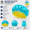 Boneta din satin reversibila DAZA Haircare Double Face Turquoise & Yellow