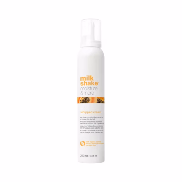 Tratament hidratant spuma fara clatire pentru par uscat Milk Shake Moisture&more Whipped Cream 200ml